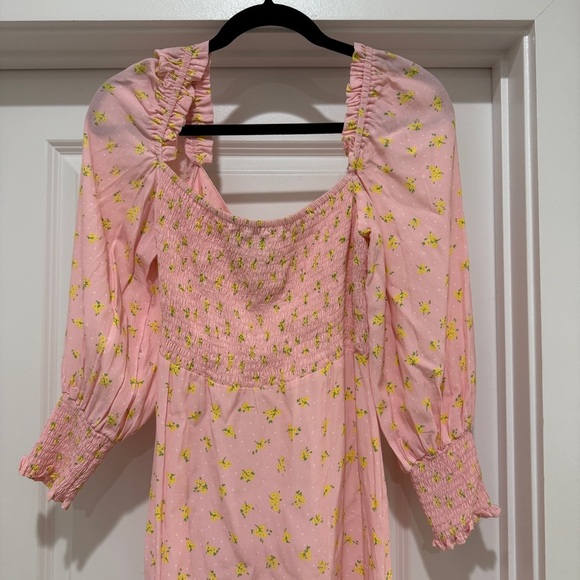 Faithfull The Brand Mathilde Midi Sun Dress | Floral Print | Size 6 | Pink - Picture 6 of 12